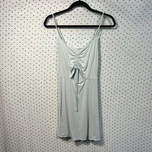 Garage Light Blue/Green Triangle Ruched Front Spaghetti Strap Mini Dress